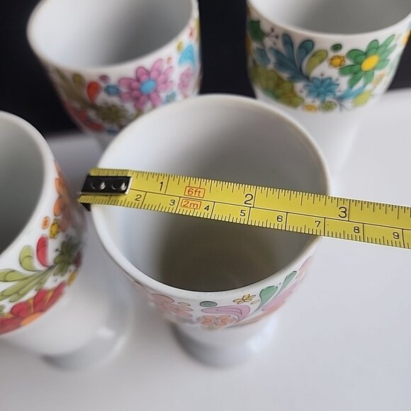 Vtg Mid Century Floral Milk Glass Sundae Parfait Dessert Cups Japan Set Of 4 - Picture 8 of 8